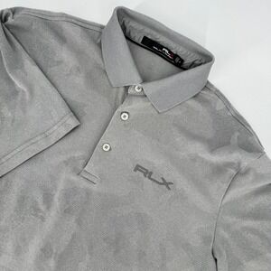 RLX Ralph Lauren Mens Gray Camo Jacquard Performance Golf Polo‎ Shirt Size M